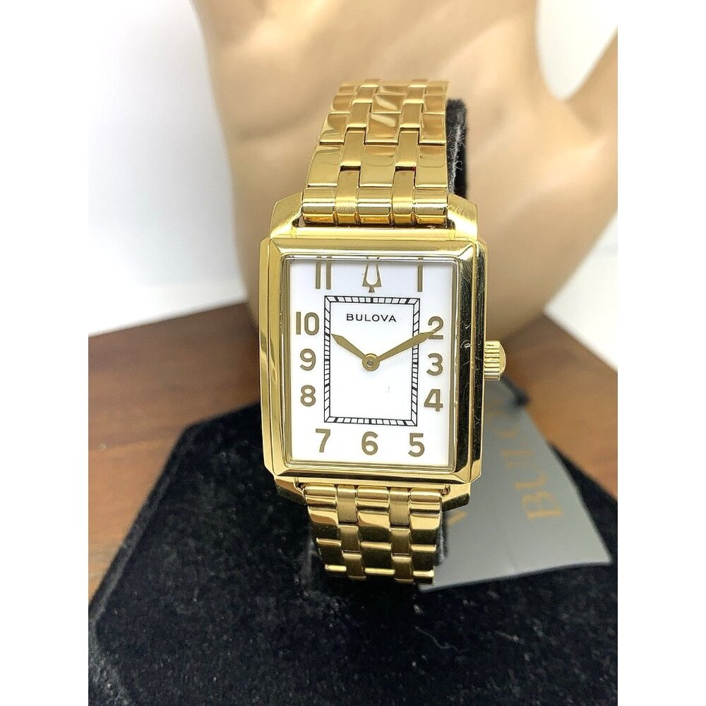 Bulova Women's Watch 97L186 Sutton Quartz White Dial Gold Stainless Steel Tank